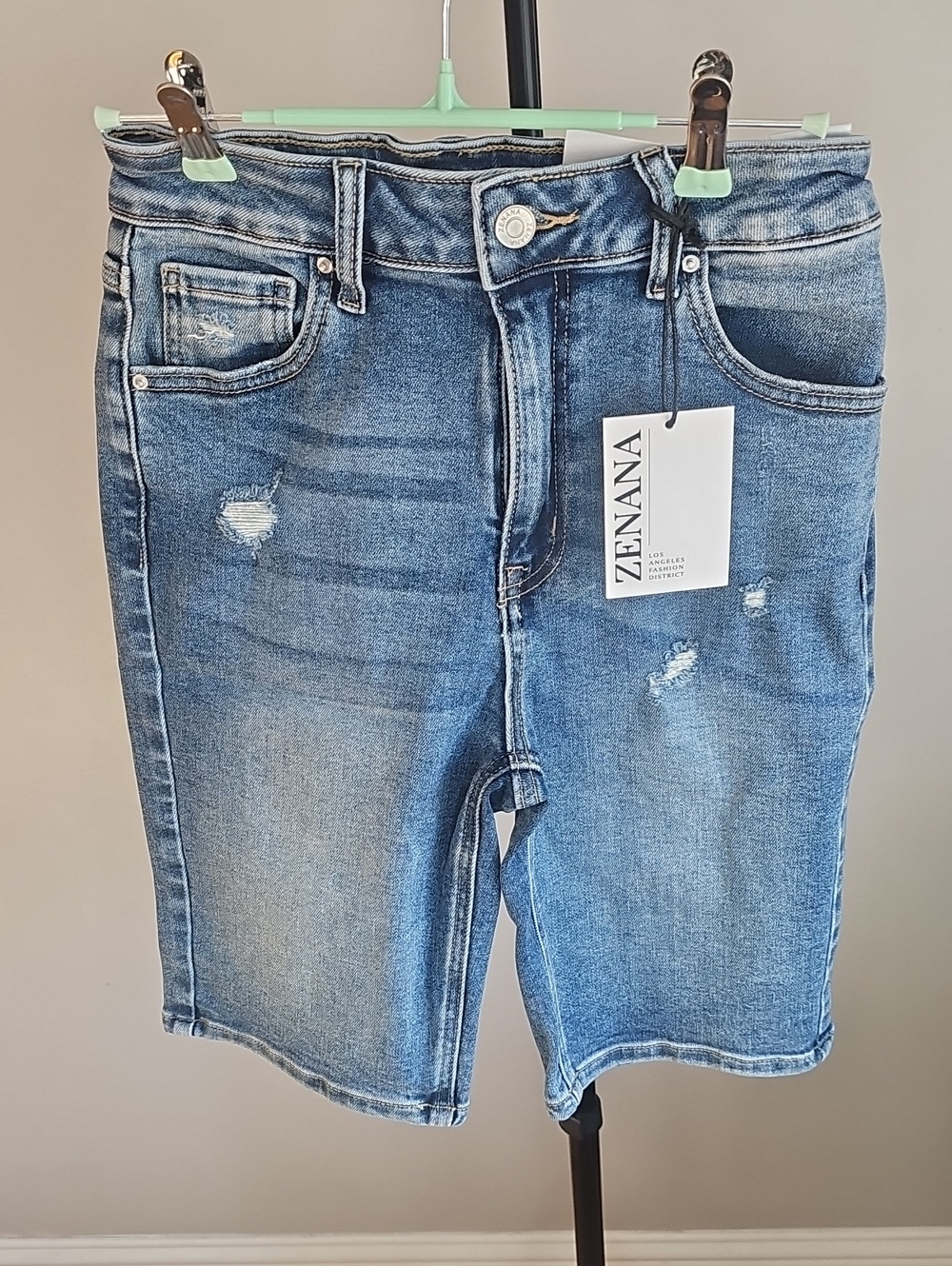 Zenana Outfitters Light Blue Bermuda Denim Shorts